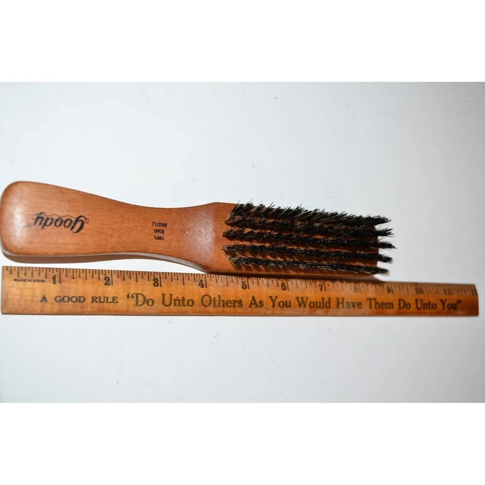 Vtg Goody Wood Handle Hair Brush 100% Boar Bristles USA 8